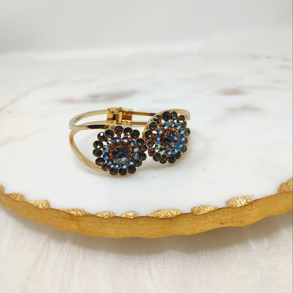 Elegant Gold and Aurora Borealis Magnetic Clasp Bracelet